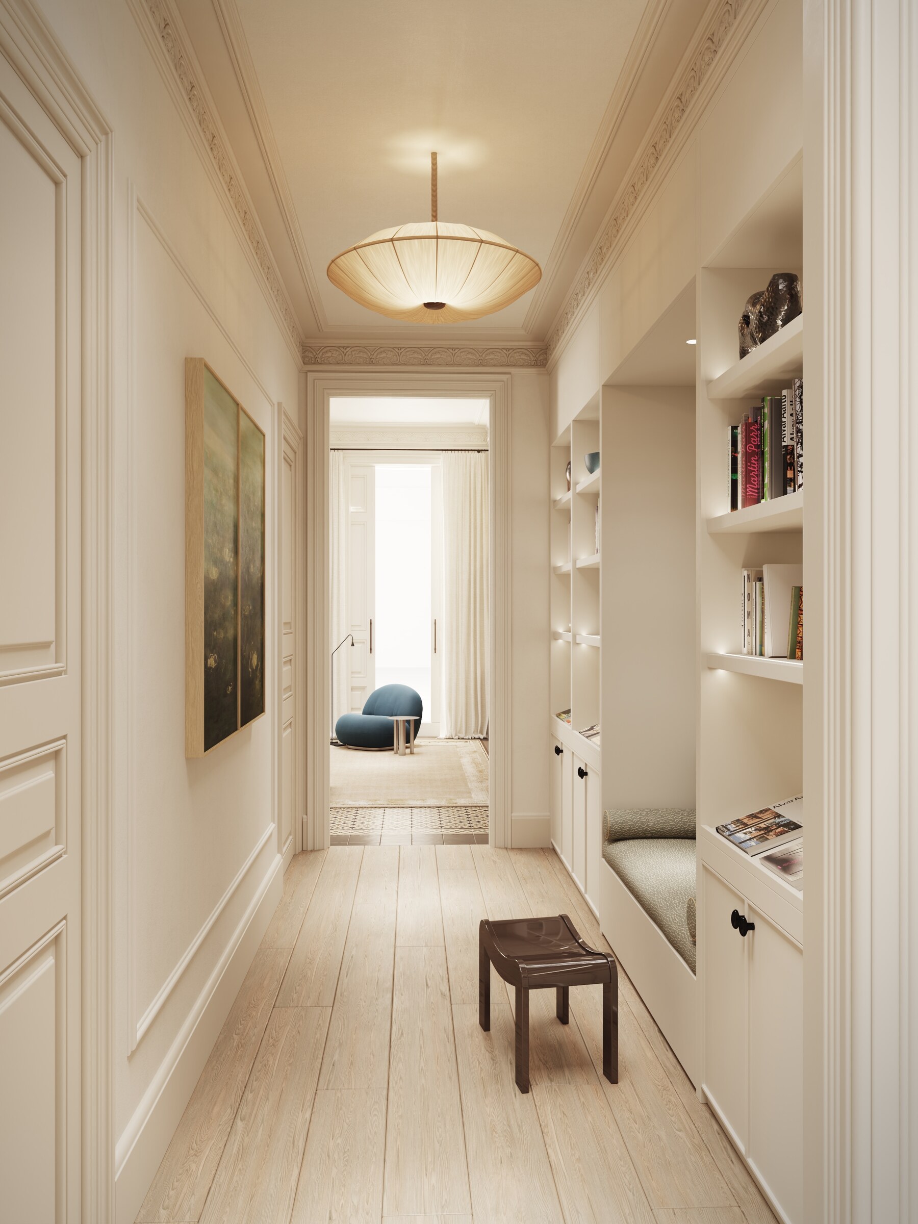 Residencia La Rambla — hallway library