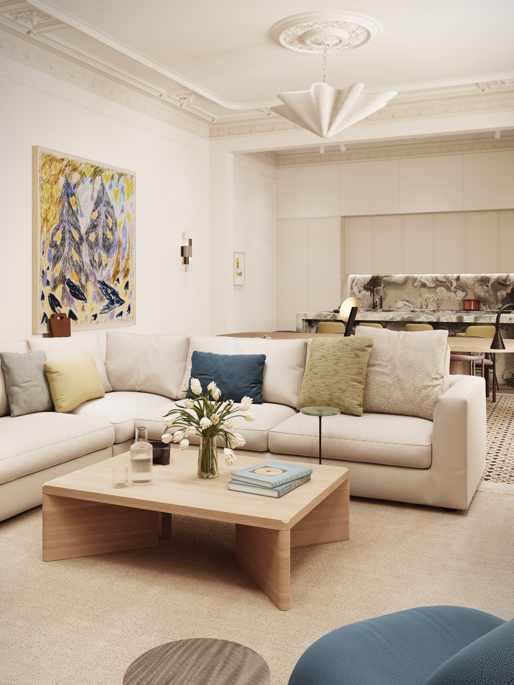 Residencia La Rambla — living and kitchen