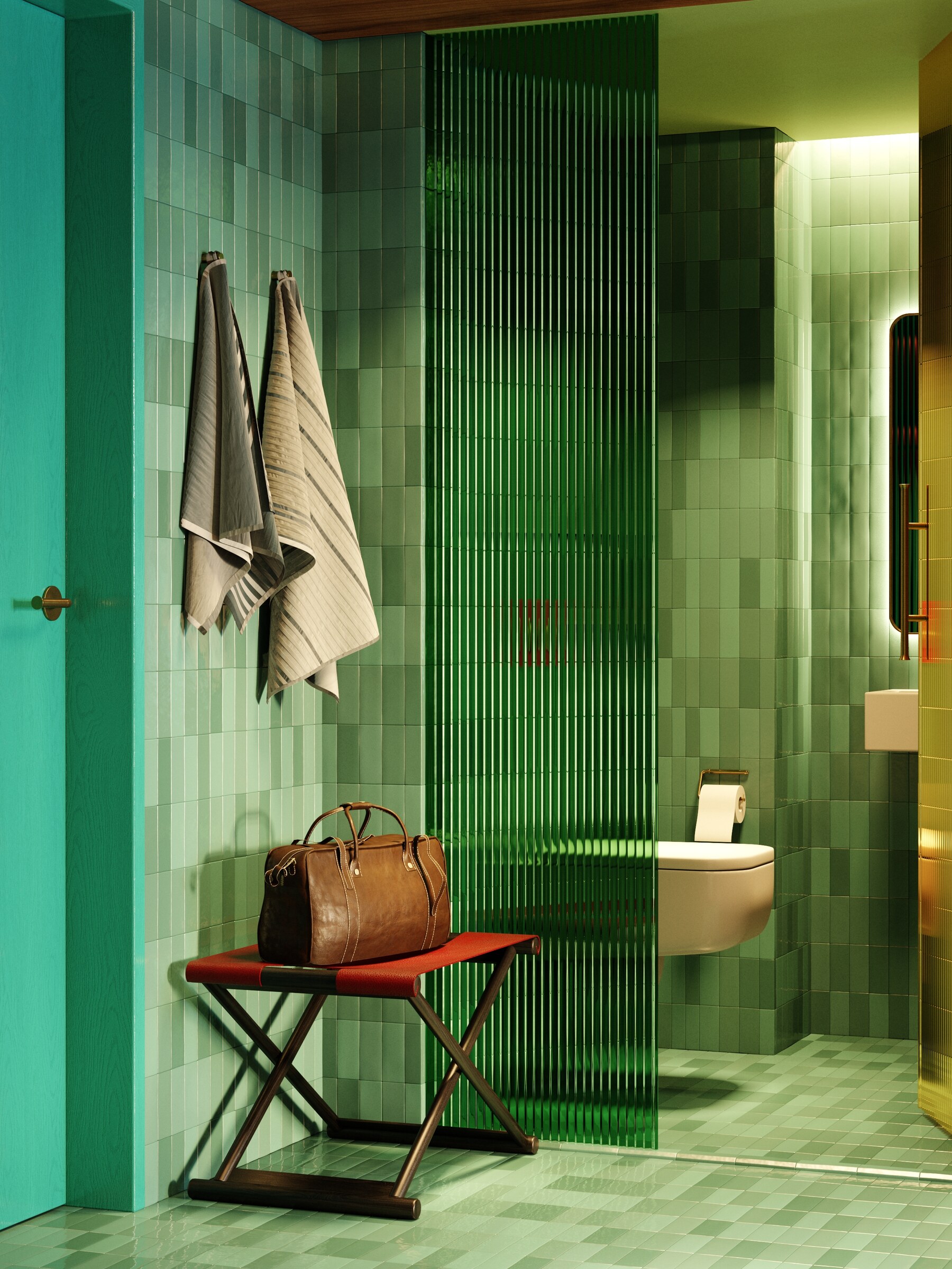 Archive — green tiled bathroom