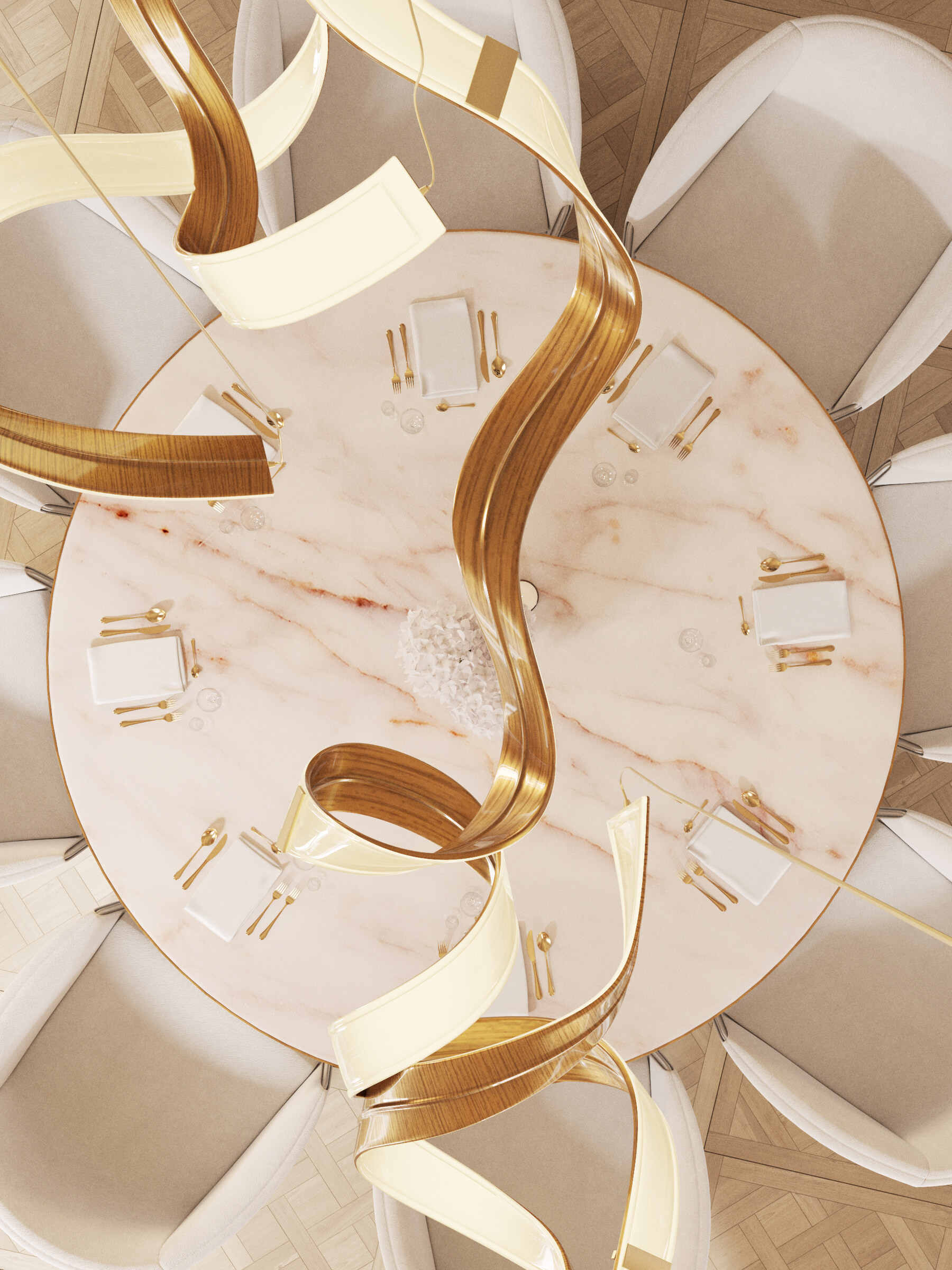 Archive — chandelier over marble table