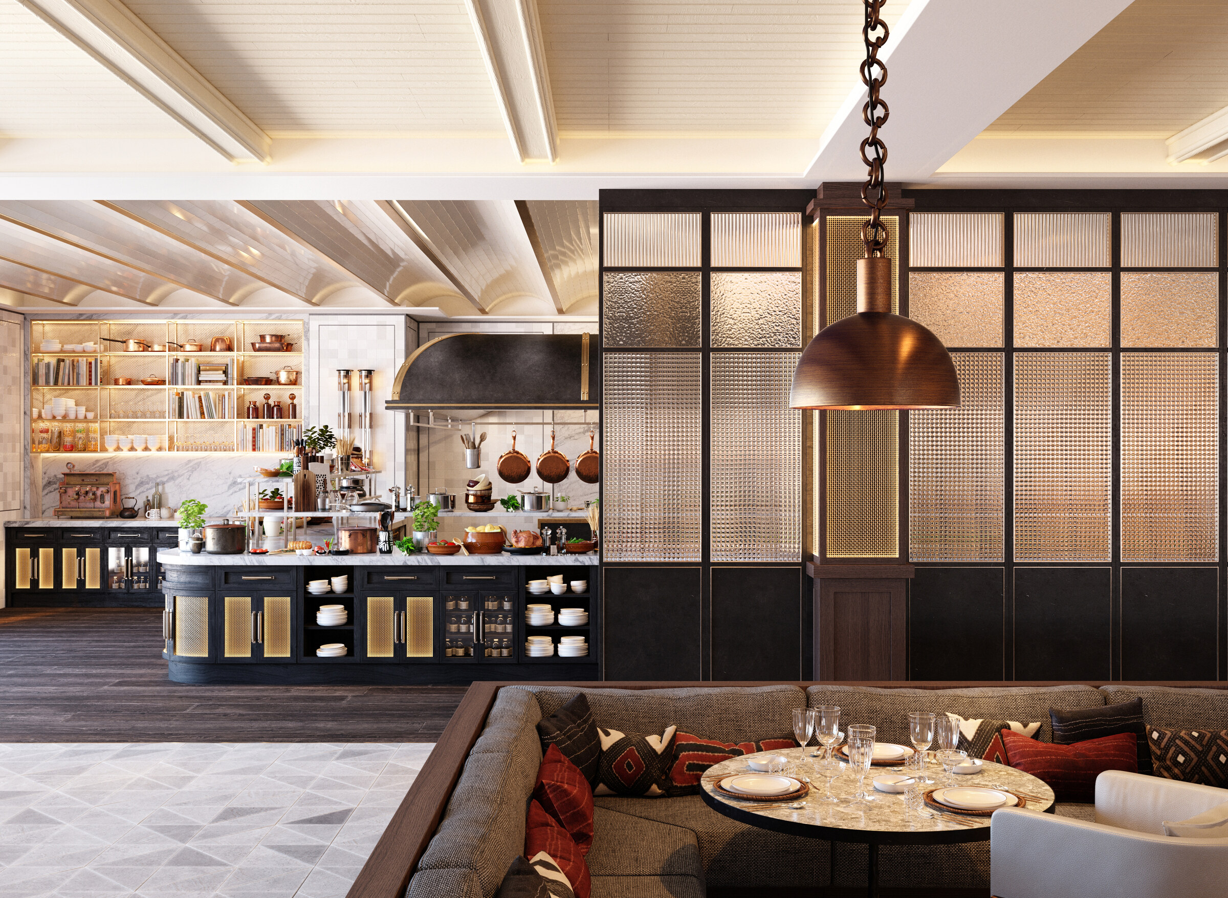 Archive — restaurant with library wall