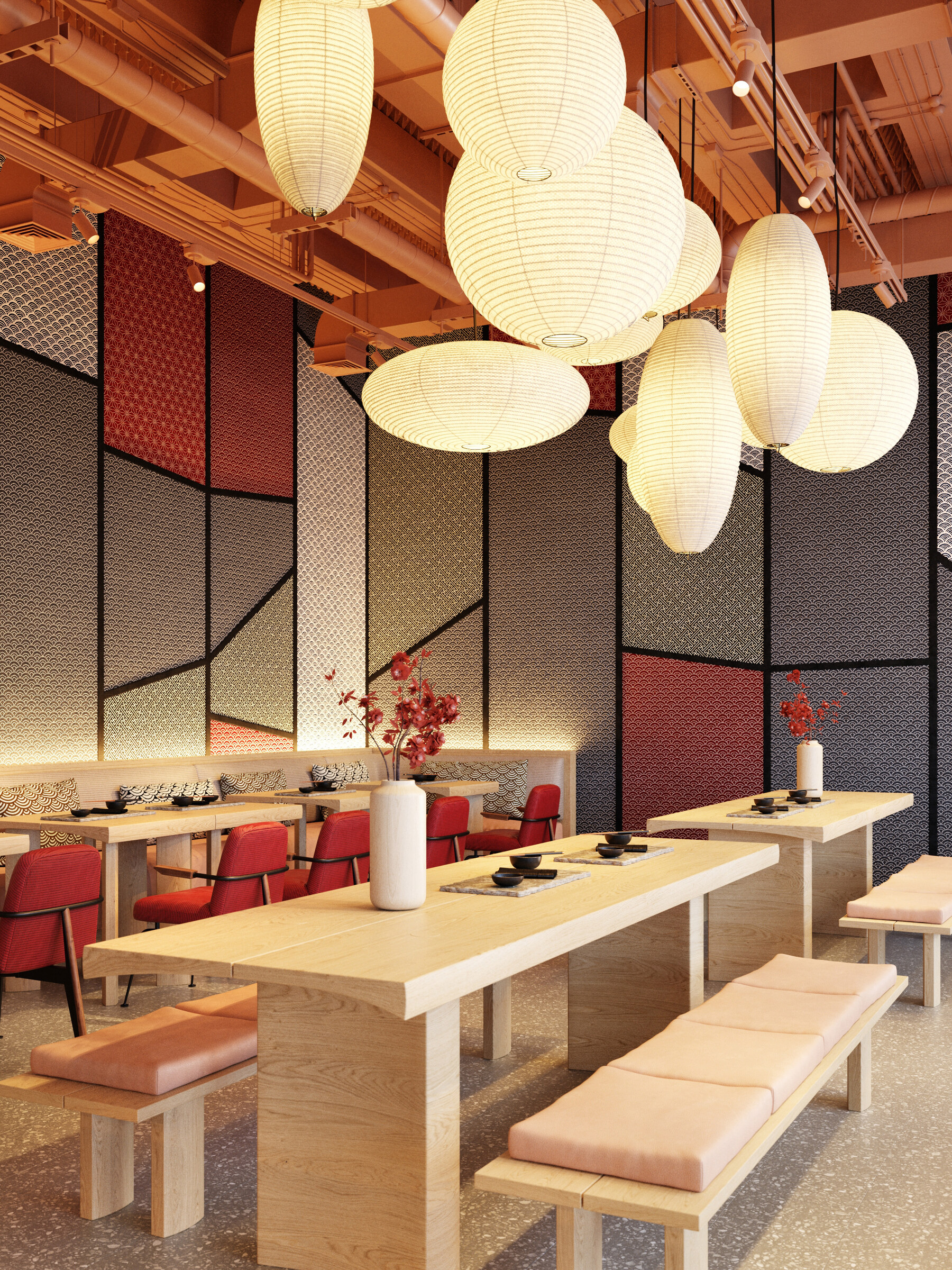 Archive — restaurant with pink banquettes